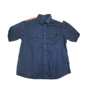Sean John Shirt Adult Extra Large Navy Button Down Flap Pocket Casual Mens